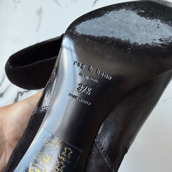 Rag & Bone Beha Black Leather Suede Chelsea Booties Size 37.5 - Picture 10 of 10